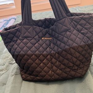 MZ Wallace dark blue and black colorblock Quilted Tote